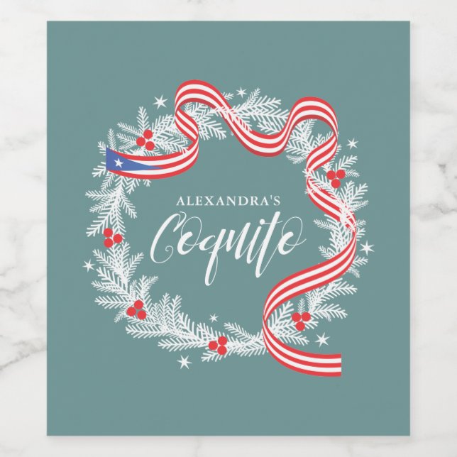 Coquito Noël Wreath Wine Étiquette (Étiquettes simples)