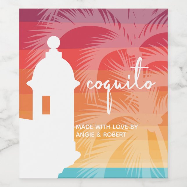 Coquito Palm Tree Wine Label (Single Label)