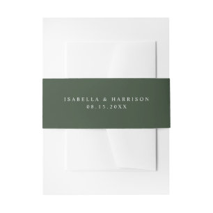CORA Dark Forest Green Minimalist Tropical Beach Invitation Belly Band
