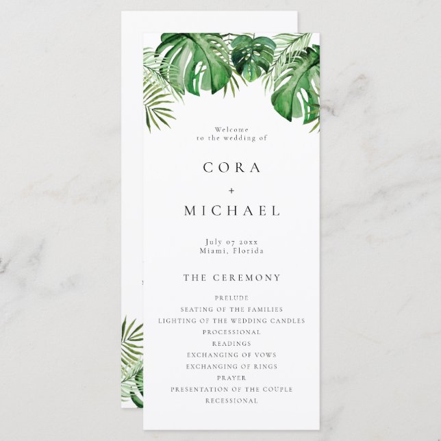 CORA Tropical Beach Destination Wedding Program (Front/Back)