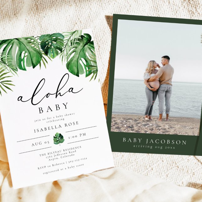 CORA Tropical Palm Aloha Baby Baby Shower Invitation (Creator Uploaded)