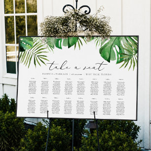 CORA Tropical Watercolor Palm Leaf Seating Chart
