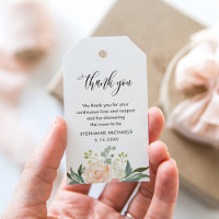 CORA Watercolor Peach Floral Baby Shower Favour Ta