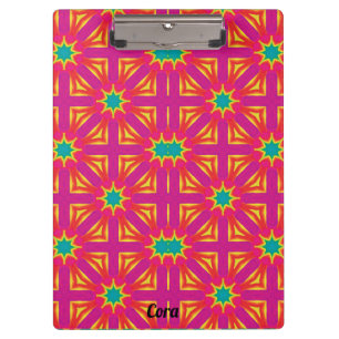 CORA ~ Yellow, Blue, Red and Pink design Clipboard