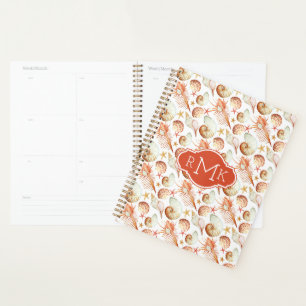 Corail avec coquilles et crabes Motif Monogramme