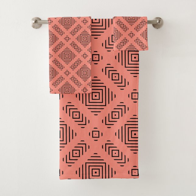 Corail avec motif géométrique noir (En situation)