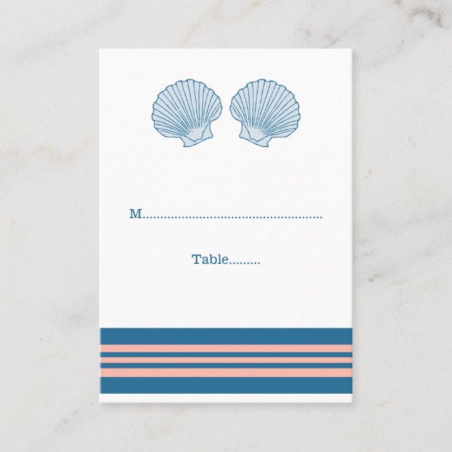 Corail Bleu Coquillages Nautiques Mariage Cartes d (Devant)
