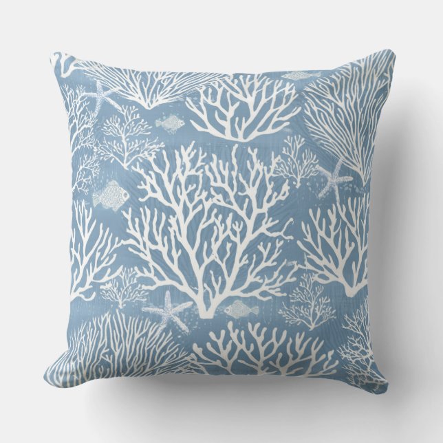 Corail bleu Coussin décoratif (Recto)