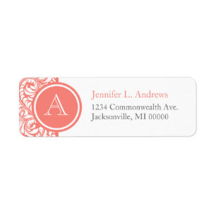 Corail clair Mariage lettre Damas Adresse de retou