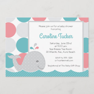 Corail de baleine de mod et invitation de baby