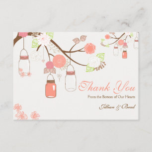 Corail et blanc de carte de Merci de mariage de