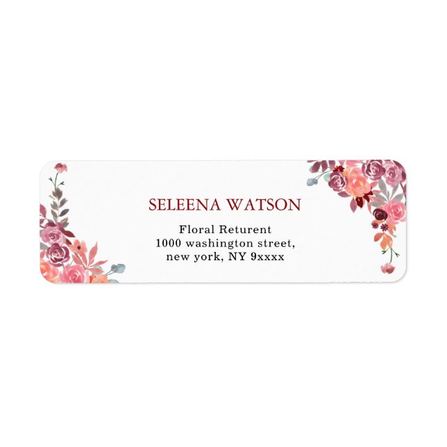 Corail Et Pêche Aquarelle Florale Adresse Mariage (Devant)