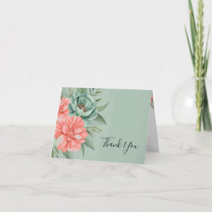 Corail et Sage - Carte de remerciements Mariage ro