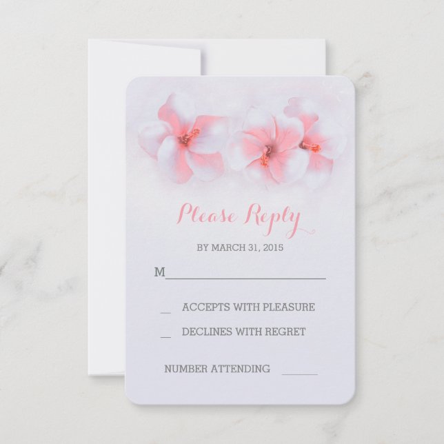 Corail fleurs plage mariage cartes RSVP (Devant)