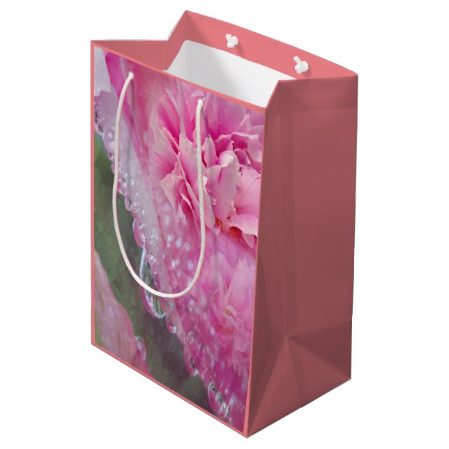Corail, Herbe et Fleurs roses pivoines Moyen Sac c (Dos Angle)