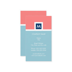 Corail moderne et carte de visite bleu de