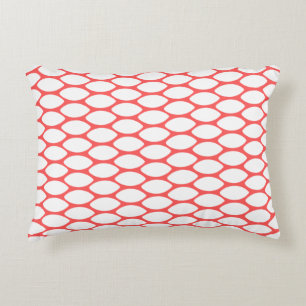 Corail moderne rouge blanc Motif  Accent Coussin