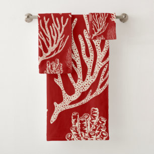 Corail récif dans la serviette de bain rouge