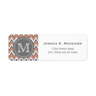 Corail rose et gris monogramme Chevron