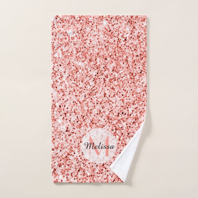 Corail rose pâle scintille pastel (Serviette à main)