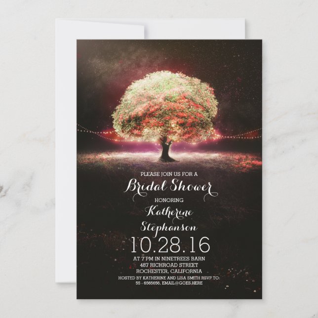 corail rose phare arbre nuptiale douche invitation (Devant)