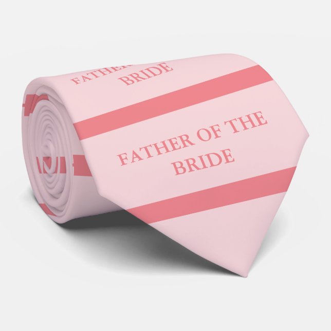 Corail rose rayé Père du Cravate BRIDE/GROOM (Roulé)