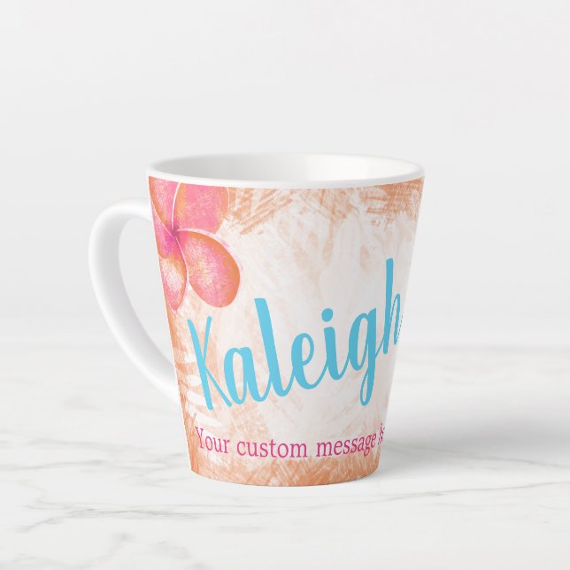 Corail tropical, Mug de café personnalisé rose (Angle gauche)