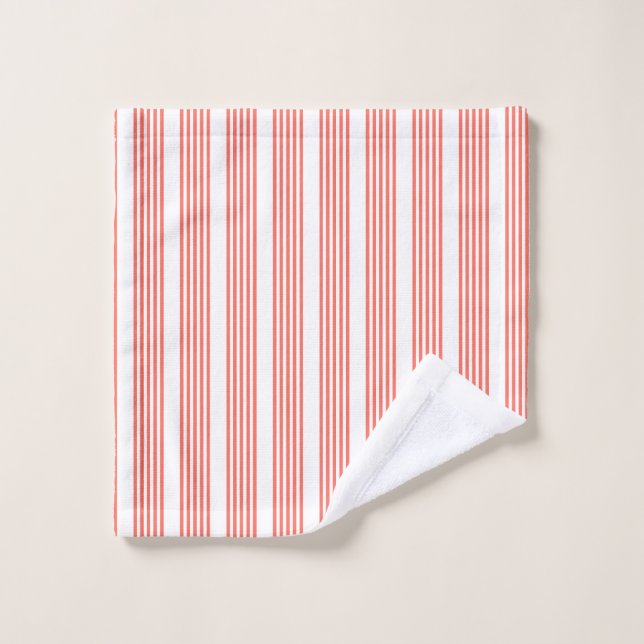 Corail vivant et blanc cinq bandes motif (Gant de toilette)