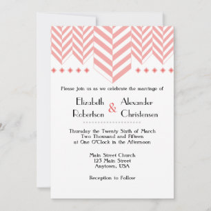 Corail White Herringbone Faire-part de mariage