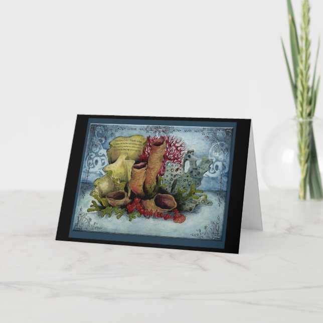 Coral 35th year Wedding Anniversary gift card (Front)