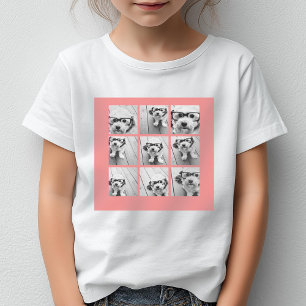 Coral 9 Photo Collage in a Modern Grid T-Shirt