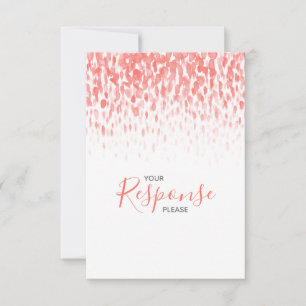 Coral abstract modern art wedding reply RSVP
