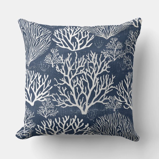 Coral Accent Pillow | Coastal Throw Pillows (Front)