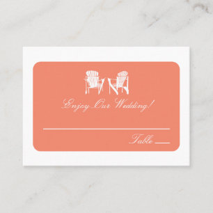 Coral Adirondack Chairs Wedding Escort Card