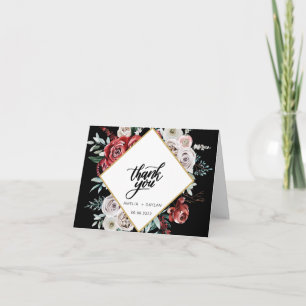 Coral Almond Modern Watercolor Floral Wedding Thank You Card