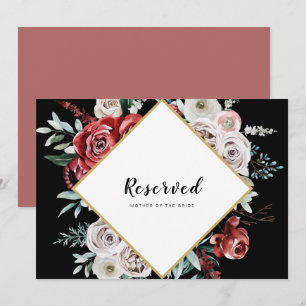 Coral Almond Watercolor Floral Reserved Seating  Invitation