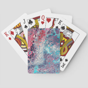 Coral and Aqua Acrylic Pour Colorful Abstract Playing Cards