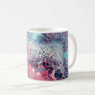Coral and Aqua Acrylic Pour Colourful Abstract Cof Coffee Mug