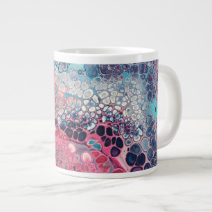 Coral and Aqua Acrylic Pour Colourful Abstract Large Coffee Mug