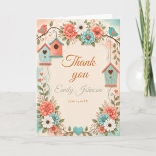 Coral and Aqua Baby Shower Thank You Card