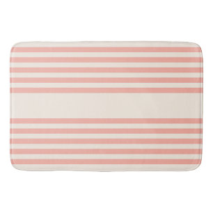 Coral and beige five stripe pattern bath mat