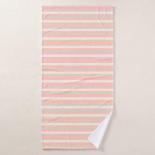 Coral and beige five stripe pattern bath towel