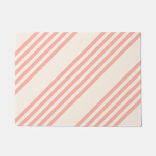 Coral and beige five stripe pattern doormat