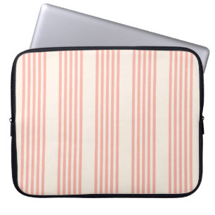 Coral and beige five stripe pattern laptop sleeve