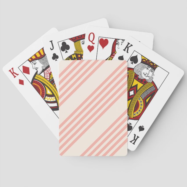 Coral and beige five stripe pattern playing cards (Back)