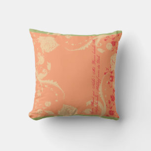 Coral and Beige Modern Trendy Peony Throw Pillow