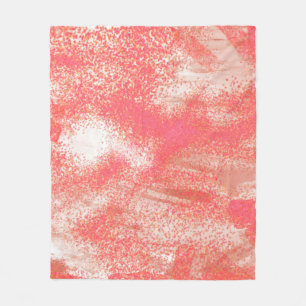 Coral and Beige Splatter Fleece Blanket