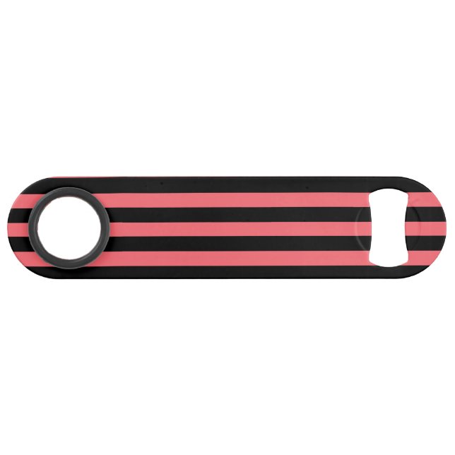 Coral and black candy stripes bar key (Back Horizontal)