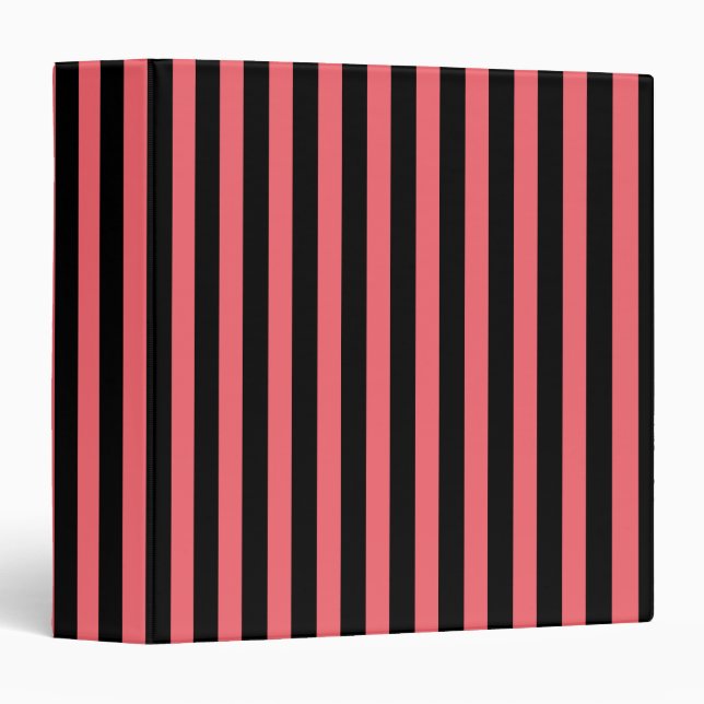 Coral and black candy stripes binder (Front/Spine)