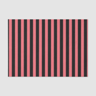 Coral and black candy stripes tissue paper